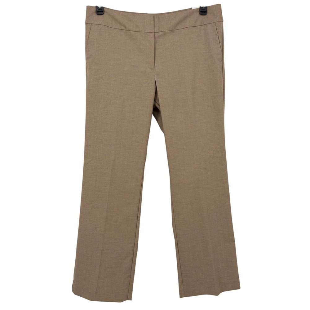 Ann Taylor Factory Trouser Pants Tan Herringbone Mid Rise 16 Office Neutral